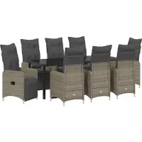 Syfax Ensemble de salle à manger pour jardin 9 pcs Beige polyrotin
