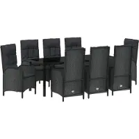 Syfax Ensemble de salle à manger pour jardin 9 pcs Noir polyrotin
