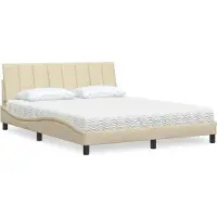 Prolenta Maison Exclusive - Lit avec matelas « Hanko » crème 160 x 200 cm en tissu