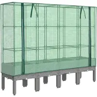 Syfax Jardinière surélevée avec housse aspect rotin 160x40x140 cm