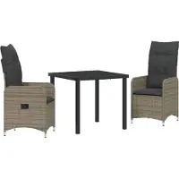 Syfax Ensemble de salle à manger pour jardin 3 pcs Gris polyrotin