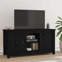 Prolenta Maison Exclusive - Meuble TV noir 103x36,5x52 cm Bois massif Pin