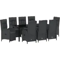 Syfax Ensemble de salle à manger pour jardin 9 pcs Noir polyrotin