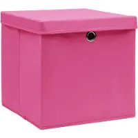 vidaXL Boîtes de rangement avec couvercles 10 pcs. 28x28x28 cm rose