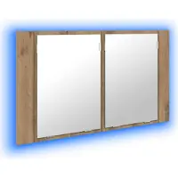 Syfax Armoire Miroir de Salle de Bain Chêne artisanal 80 x 12 x 45 cm