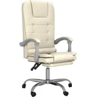 Syfax Fauteuil de massage inclinable de bureau Crème Similicuir