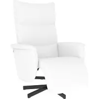 Syfax Fauteuil inclinable avec repose-pieds blanc similicuir
