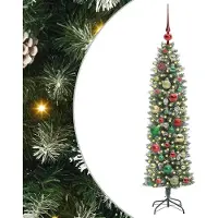 Syfax Arbre de Noël artificiel slim avec 150 LED Vert et blanc 120 cm
