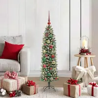 Prolenta Maison Exclusive - Sapin de Noël artificiel élancé, vert et blanc, 120 cm
