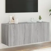 Prolenta Maison Exclusive - Meuble TV avec éclairage LED Gris Sonoma 100x35x41 cm