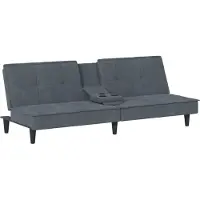 Syfax Canapé-lit avec porte-gobelets gris foncé velours