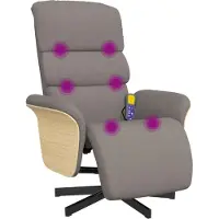 Syfax Fauteuil inclinable de massage avec repose-pieds taupe tissu