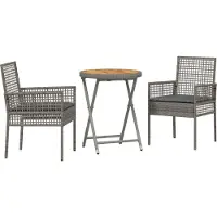 Syfax Ensemble bistro de jardin 3 pcs Gris polyrotin