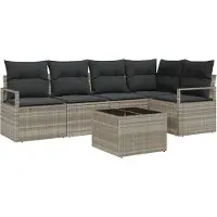 Syfax Ensemble de Canapés avec coussin 6 pcs Gris clair polyrotin