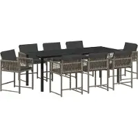 Syfax Ensemble de salle à manger pour jardin 9 pcs Gris polyrotin