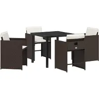 Syfax Ensemble de salle à manger pour jardin 5 pcs Marron polyrotin