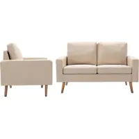 Syfax Ensemble de canapés 2 pcs Tissu Crème