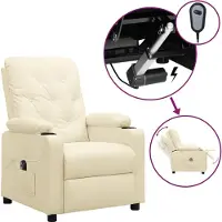 Syfax Fauteuil inclinable électrique Crème Similicuir