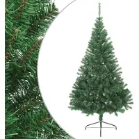 Syfax Sapin de Noël artificiel moitié avec support vert 180 cm PVC