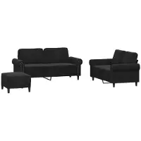 Syfax Ensemble de canapés 3 pcs avec coussins Noir Velours