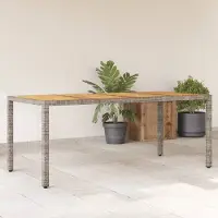 Prolenta Maison Exclusive - Table de jardin avec plateau en bois d'acacia gris 190x90x75cm Poly Rattan