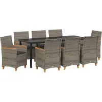 Syfax Ensemble de salle à manger pour jardin 9 pcs Gris polyrotin