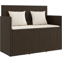 vidaXL Banc de jardin avec coussins Marron Poly Rattan