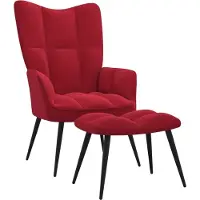 Syfax Chaise de relaxation avec tabouret Rouge bordeaux Velours