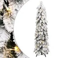 Syfax Sapin de Noël artificiel pré-éclairé avec 80 LED/neige floquée