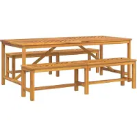 Syfax Ensemble de salle à manger pour jardin 3 pc Marron