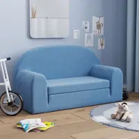 Prolenta Maison Exclusive - Canapé-lit pour enfant 2 places, bleu, en peluche moelleuse