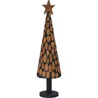 Syfax Sapin de Noël avec support Marron 120 cm Bois de teck solide