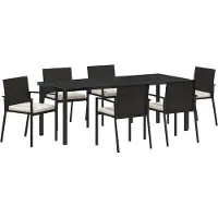 Syfax Ensemble de salle à manger pour jardin 7 pcs Noir