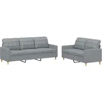 Syfax Ensemble de canapés 2 pcs avec coussins Gris clair Tissu