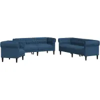 Syfax Ensemble de canapés 3 pcs bleu tissu