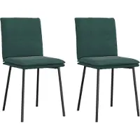 Syfax Chaises à manger lot de 2 Vert foncé Velours