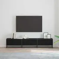 Prolenta Meuble TV exclusif - Dimensions : 210 x 35 x 41 cm - Finition noire imitation chêne