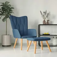Prolenta Maison Exclusive - Fauteuil de détente avec repose-pieds, tissu bleu