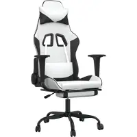 vidaXL Chaise de jeu avec repose-pieds Blanc et noir Similicuir