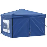 Syfax Tente de réception pliable avec parois Bleu 3x3 m