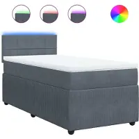 Syfax Sommier à lattes de lit et matelas Gris foncé 90x200 cm Velours