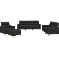Syfax Ensemble de canapés 4 pcs avec coussins noir tissu