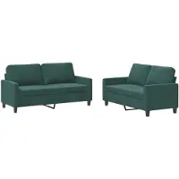 Syfax Ensemble de canapés 2 pcs avec coussins Vert foncé Velours