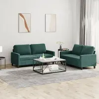 Prolenta Maison Exclusive - Ensemble de canapé 2 pièces avec coussins en velours vert foncé
