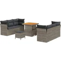 Syfax Ensemble de canapé de jardin 9 pcs Gris polyrotin