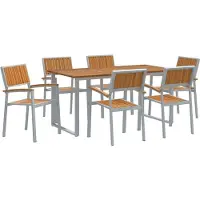 Syfax Ensemble de salle à manger pour jardin 7 pcs Gris
