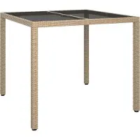 Syfax Table de Jardin Beige 90 x 90 x 75 cm polyrotin