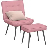 Syfax Chaise de relaxation avec tabouret Rose Velours