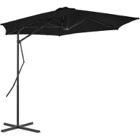 Syfax Parasol de jardin avec mât en acier noir 300x230 cm