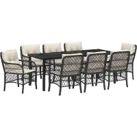Syfax Ensemble de salle à manger pour jardin 9 pcs Noir polyrotin